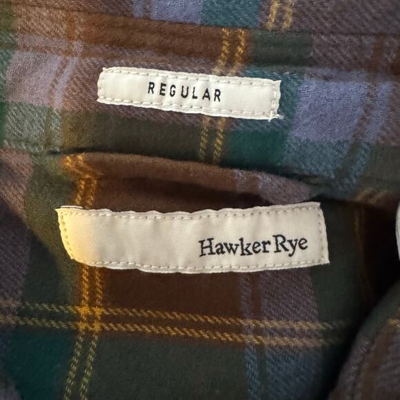 Hawker Rye Long Sleeve Flannel Button-Up Shirt Brown Green Plaid NWT Size L - Picture 7 of 10